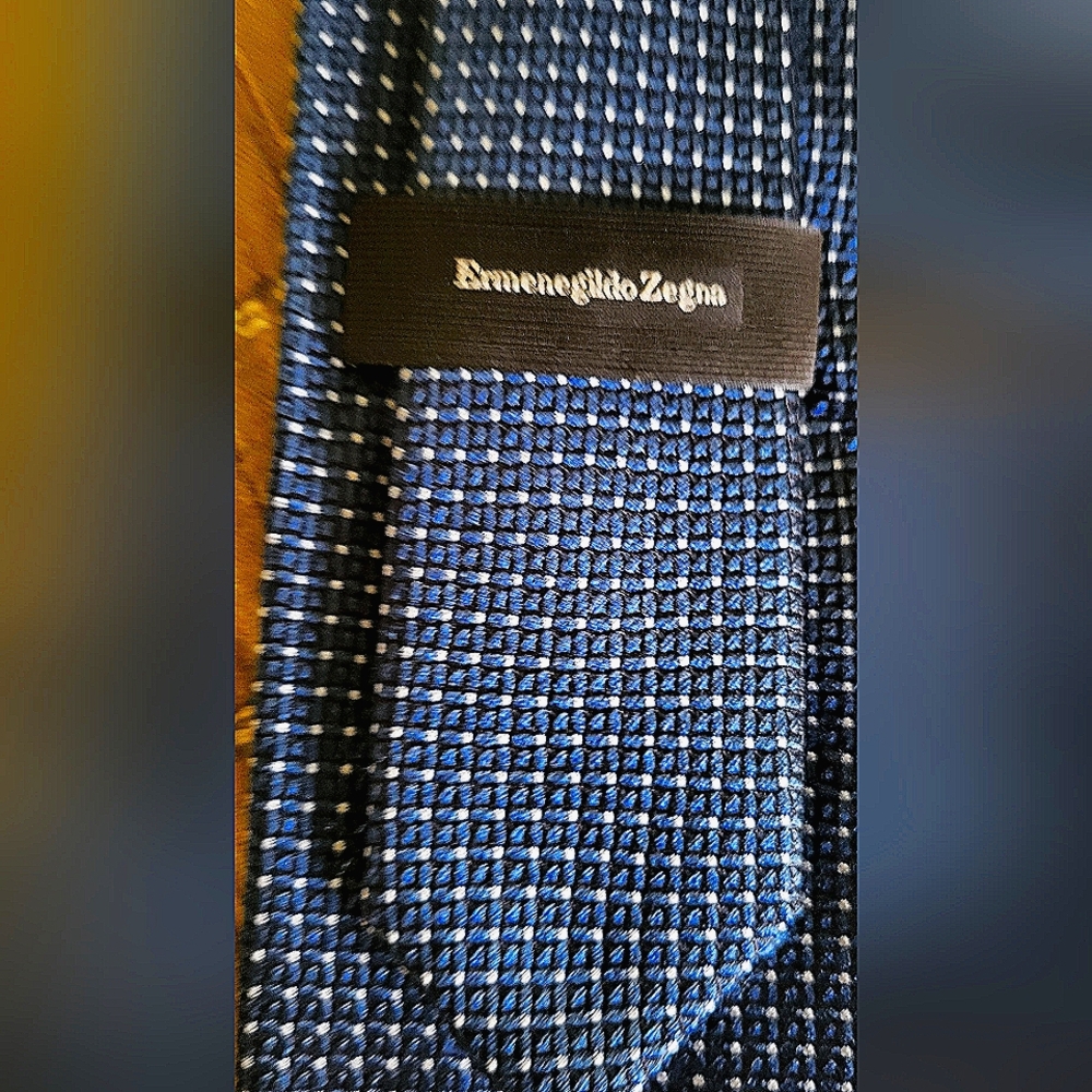Ermenegildo Zegna Blue Geometric Silk Tie